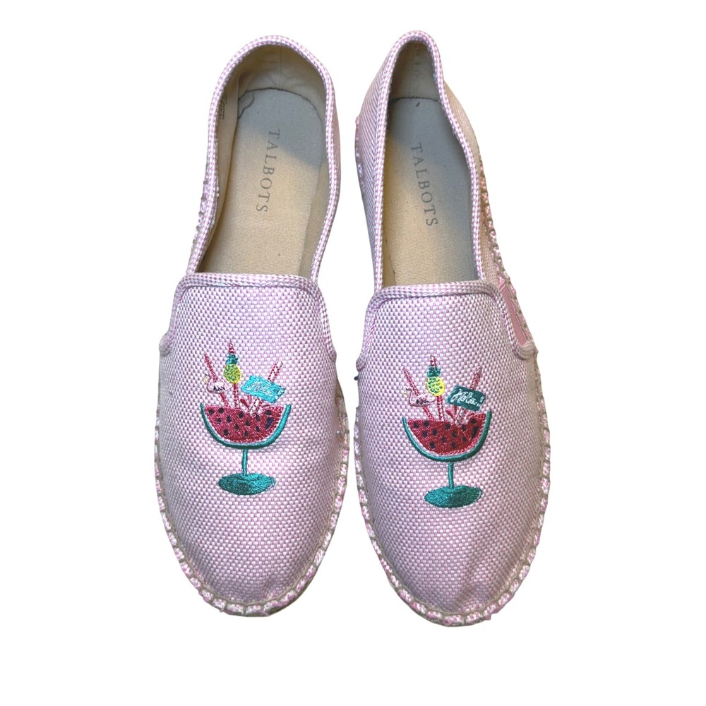 Talbots Pink‎ Watermelon Cocktail Espadrille Flats Women's Size 10M
